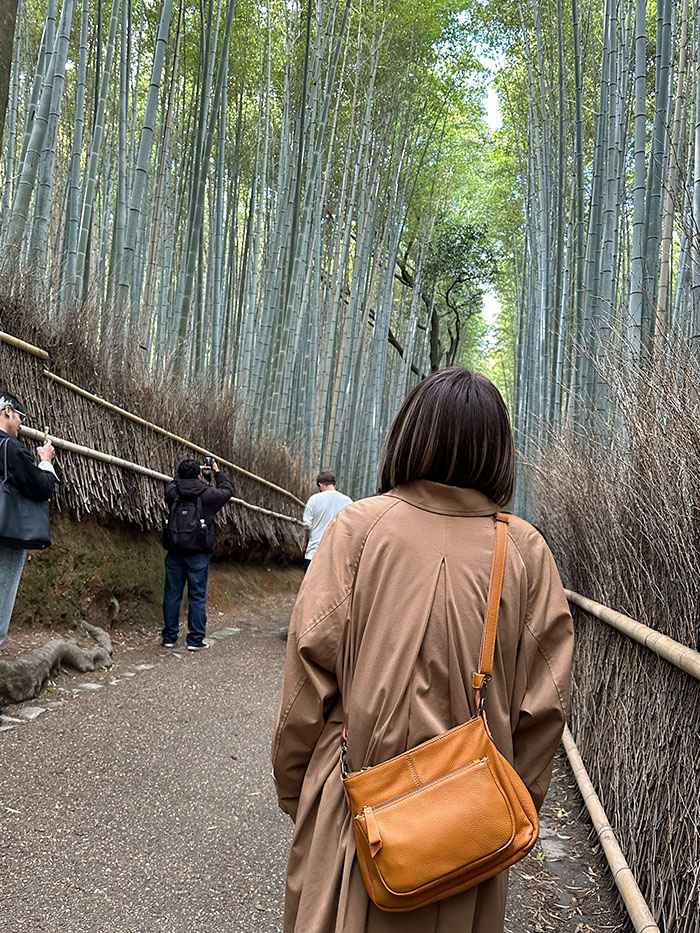 竹林 キャメル バッグ