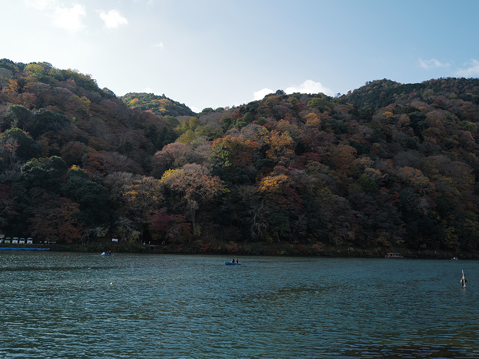 秋の嵐山 旅の余韻とレザーバッグ
