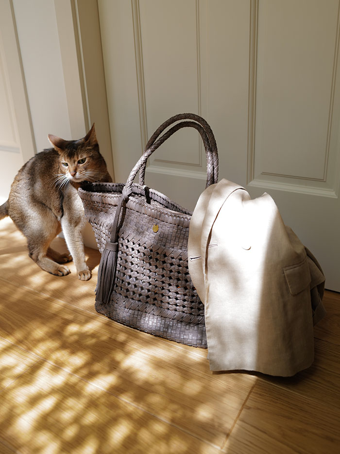 春の装いに馴染むレザーメッシュバッグ カミーユ